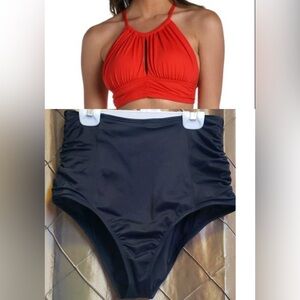 SWIM MASHUP: NWT- La Blanca ‘Island Goddess’ Mid-Kini Top & High Waist Bottom